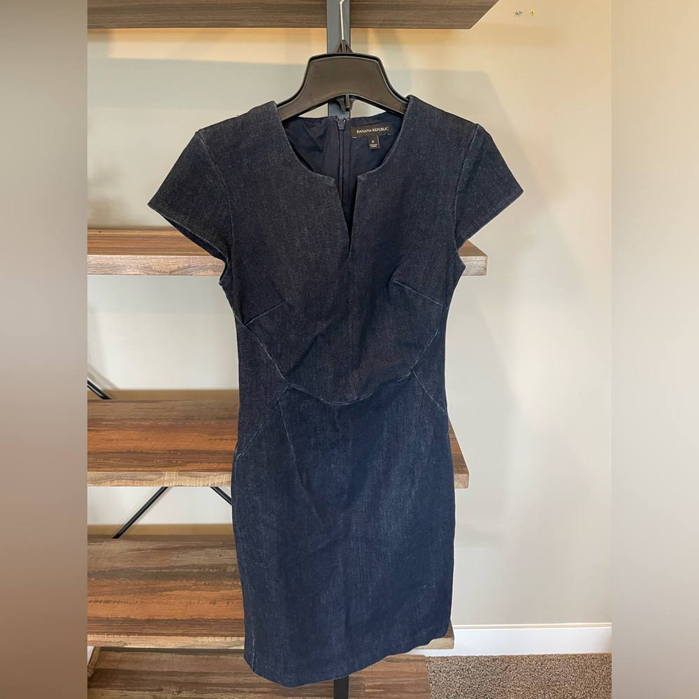 Banana Republic Fitted Denim Dress, Size 0